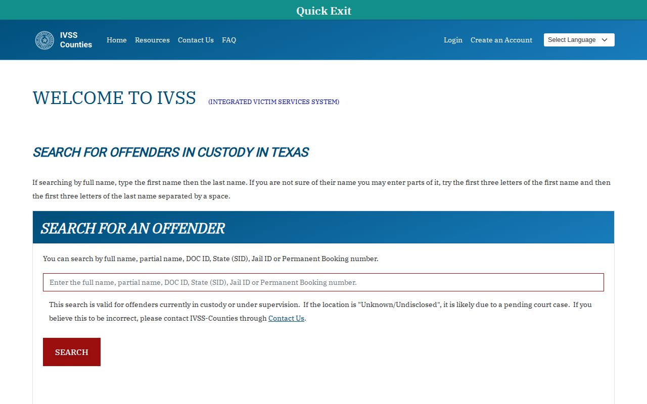 Howard County VINE inmate check through Texas IVSS